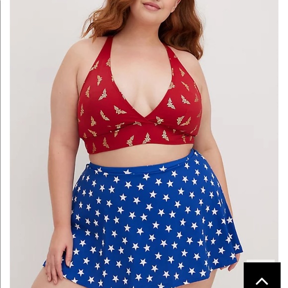 New! Set! Torrid sz 3 DC Comics WW Wonder Women Swim Bathing Suit 3X Top Skirt - Picture 2 of 3